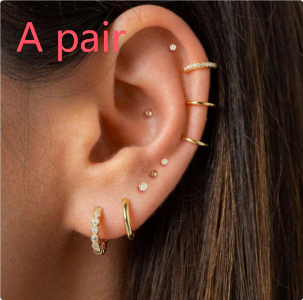 Exquisite And Versatile Small Inlaid With Diamond Ear Studs