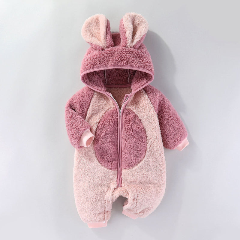 Herbst- und Winterkleidung für Babys: Dicker, warmer Langarm-Strampler mit Fleece-Futter