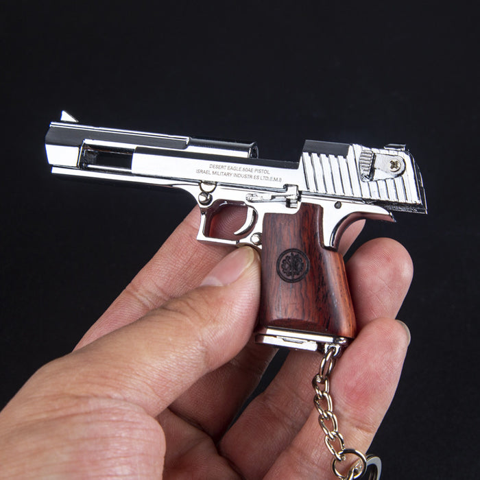 Solid Wood Handle Metal Model Toys Keychain Pendant