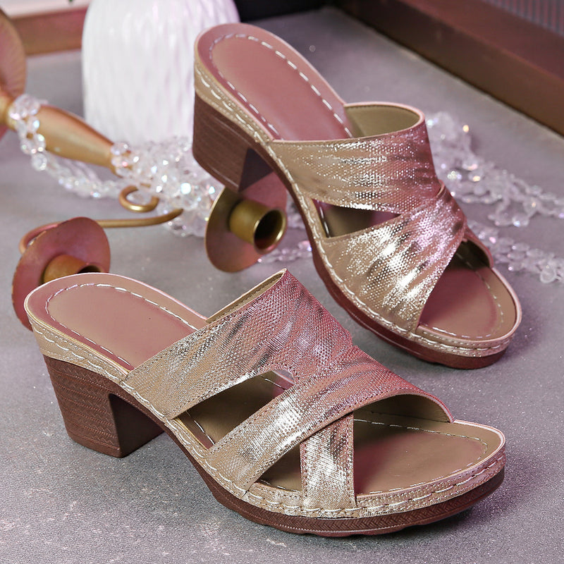 High Heels For Added Height Internet-famous Ultra-light Chunky-sole Slippers