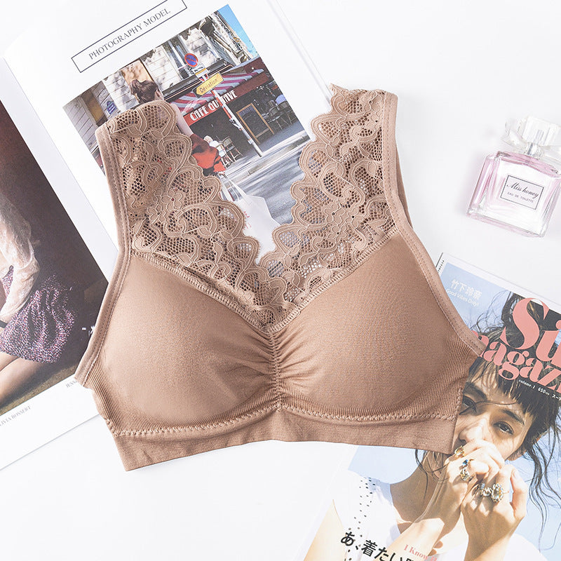 Top de alças com renda Fengzhixin para mulher, peça interior de base com costas bonitas e peito envolvido