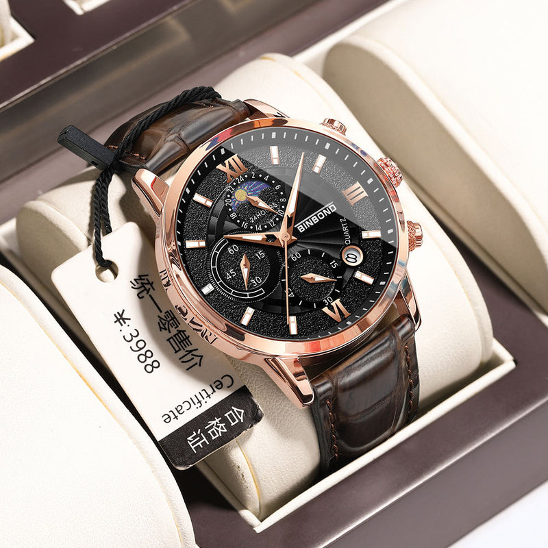 Einfacher multifunktionaler Chronograph, wasserdichte Quarzuhr