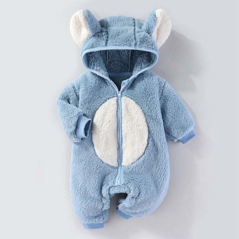 Herbst- und Winterkleidung für Babys: Dicker, warmer Langarm-Strampler mit Fleece-Futter