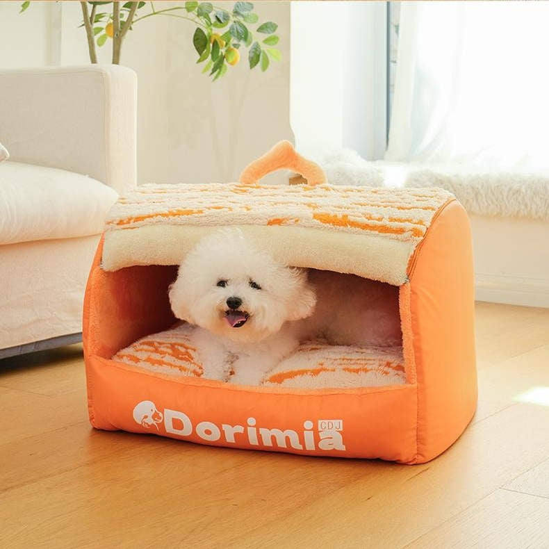 Universelles Vier-Jahreszeiten-Hundebett, geschlossen, warm, herausnehmbar und waschbar