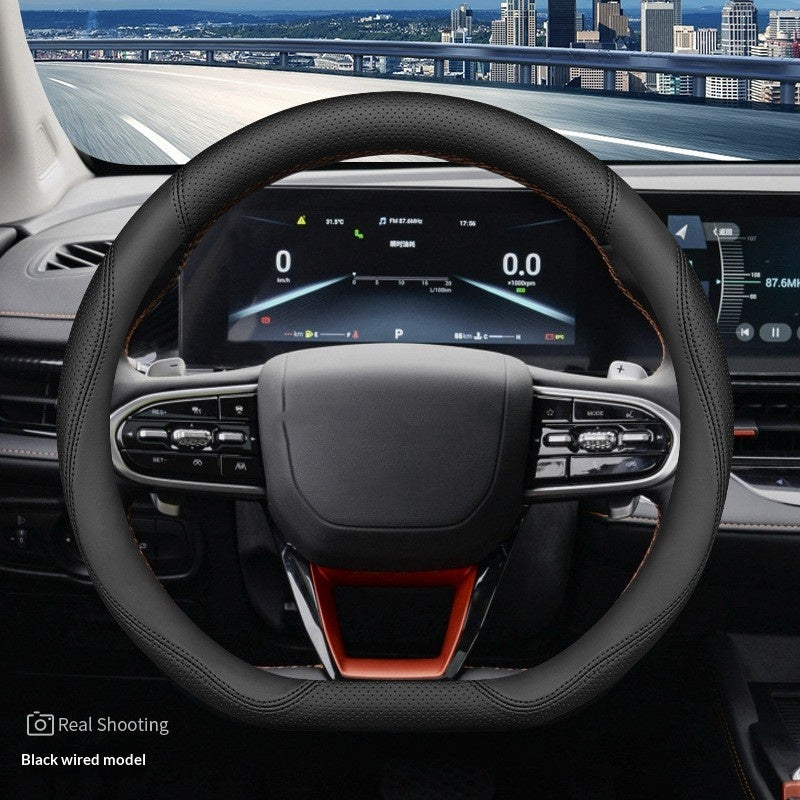 Leather Sports-style Steering Wheel Cover