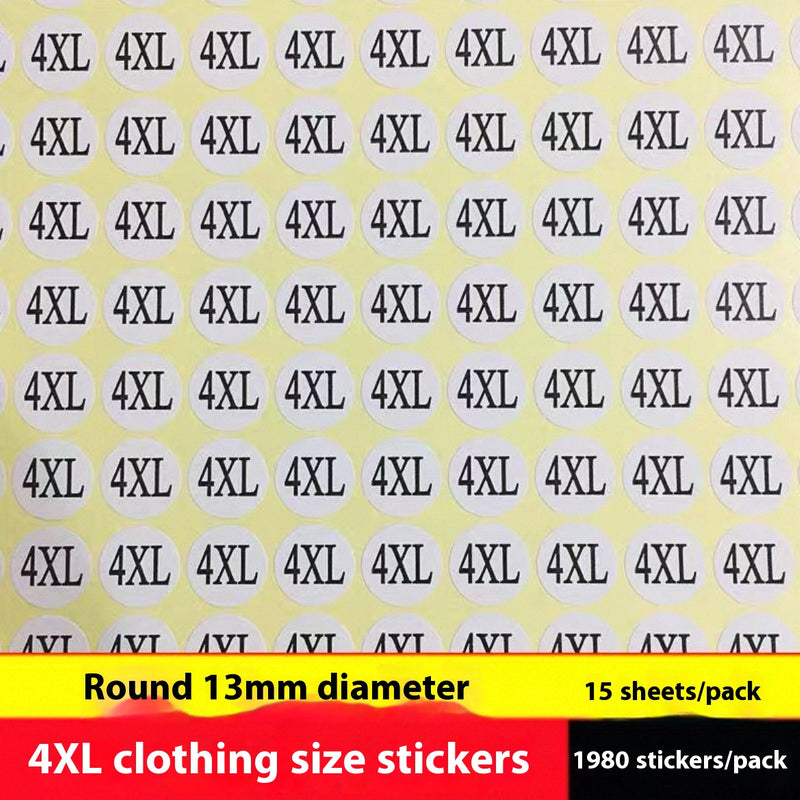 Clothes Size Sticker Digital Adhesive Sticker