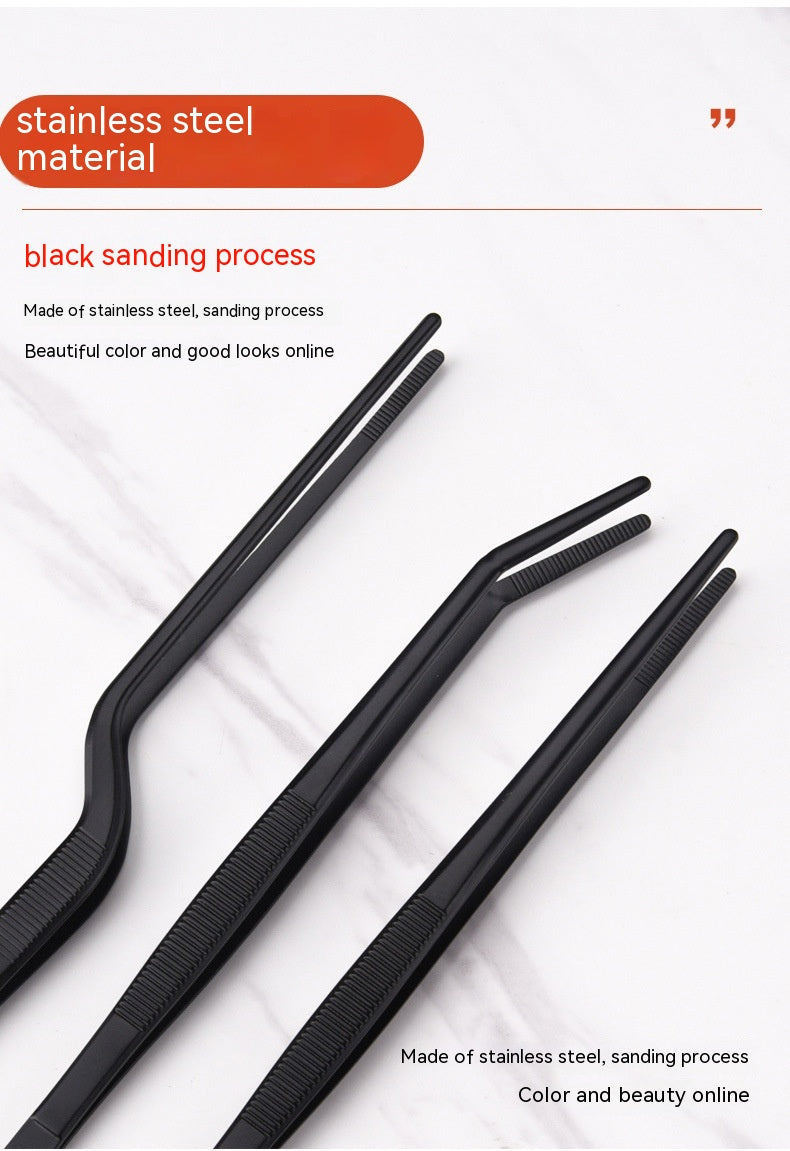 Stainless Steel Barbecue Tongs Outdoor Retro Long-handle Clip Fried Steak Anti-scald Restaurant Kitchen Plate Holder