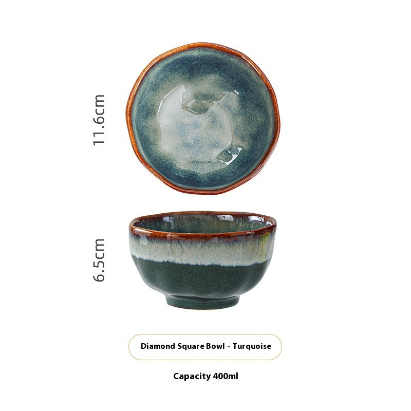 Household Bowl Dish & Plate Ceramic Fambe Tableware
