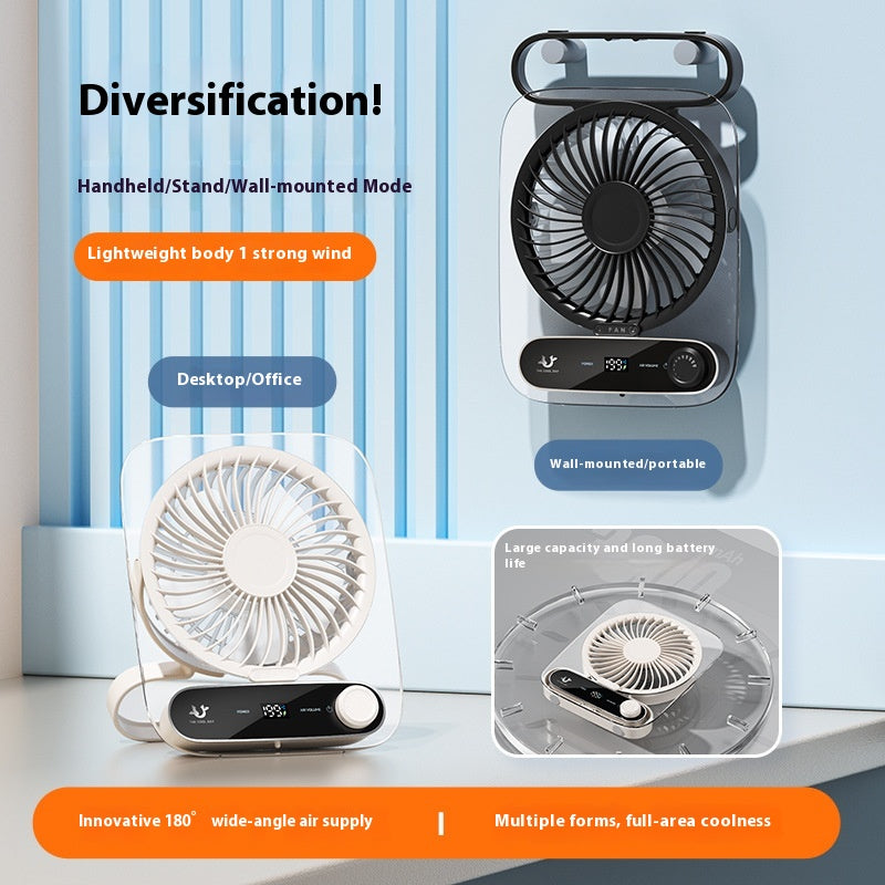 Ultradünner digitaler Desktop-Ventilator, geräuschlos, Mini, tragbar, USB-aufladbar
