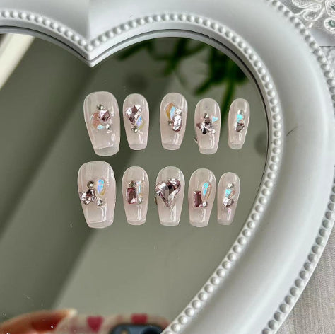 French Cherry Manicure Handmade Detachable Wear Nail