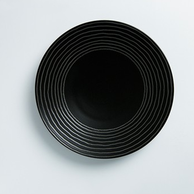 European Style Black Creative Ceramic Simple Ins Dessert Plate Flat Plate