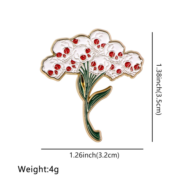 Skull Flower Brooch Backpack Ornament Accessories Pin Alloy