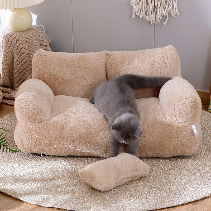 Cama de Inverno para Gato Sofá Acolhedor de Peluche