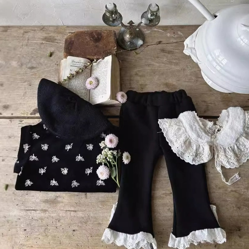 Girls' Velvet Padded Bottoming Shirt Leggings Two-piece Set