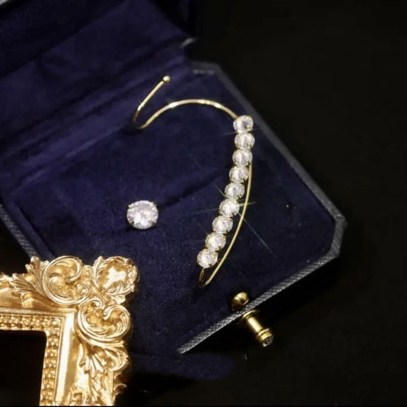 Brincos de zircão com diamante e vento leve e luxuoso