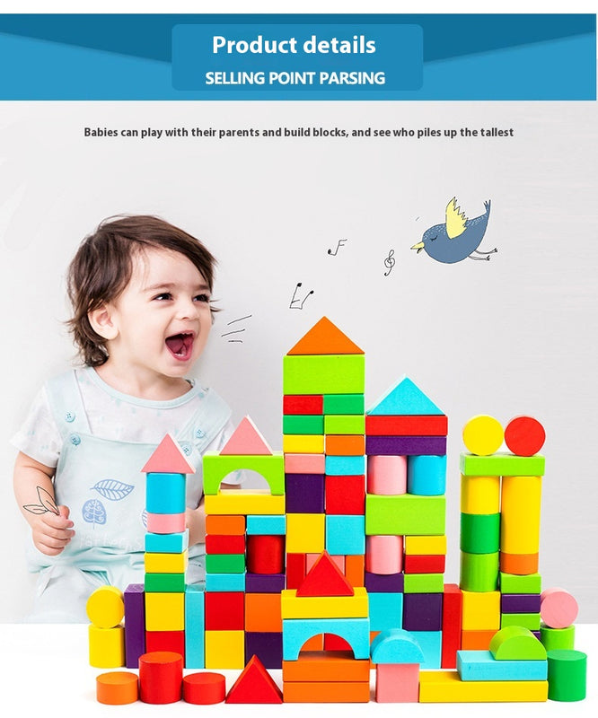 100 Colored Large Particle Building Blocks Children's Wooden Toys