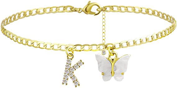 Butterfly Letter Feet Chain Fashion Inlaid Diamond Letter Acrylic