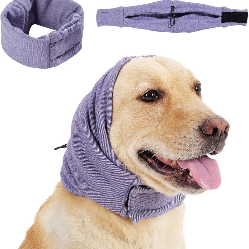 Capuz calmante para cães, proteção auricular sem abas, protetores de ouvidos ajustáveis para cão, para redução de ruído, faixa de cabeça para alívio de ansiedade, hematomas, higiene e secagem forçada.
