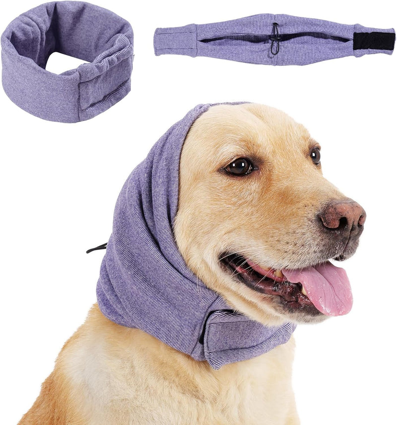 Capuz calmante para cães, proteção auricular sem abas, protetores de ouvidos ajustáveis para cão, para redução de ruído, faixa de cabeça para alívio de ansiedade, hematomas, higiene e secagem forçada.