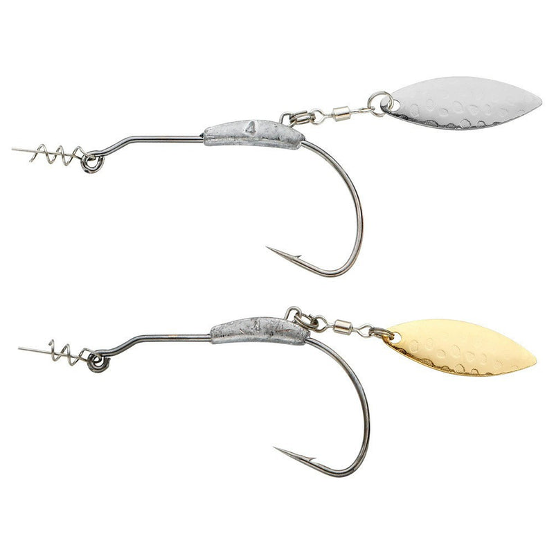 Nudefarbener Crankbait mit Bleikopf, bauchigem Kurbelhaken und Metallblatt-Köder