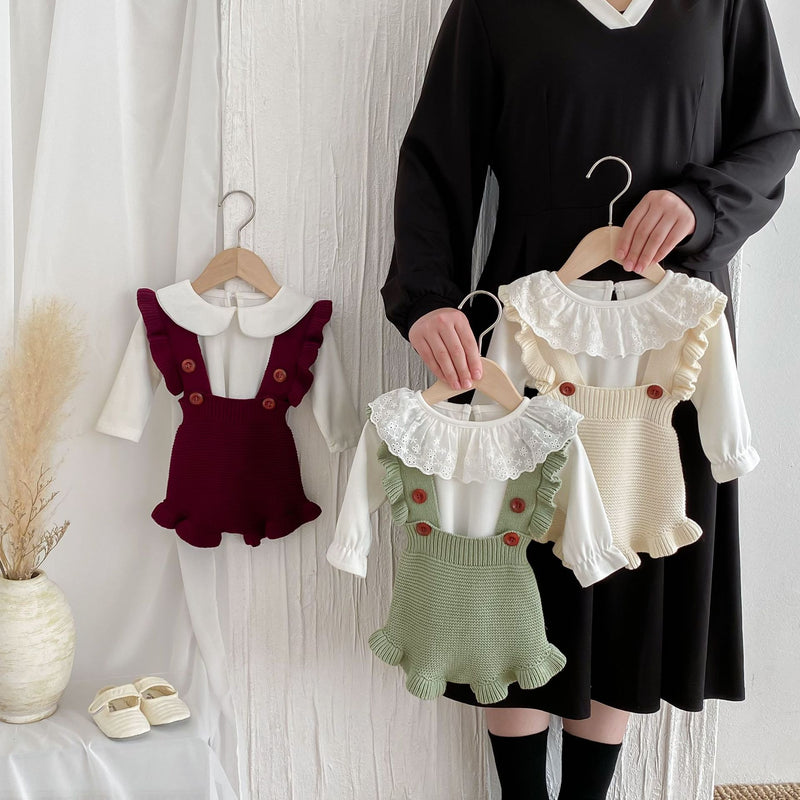 Girls' Fashion Personalized Ruffled Suspender Pants