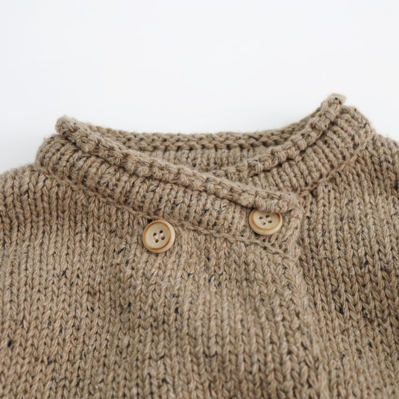 Childrens Solid-color Double-breasted Knitted Sweater