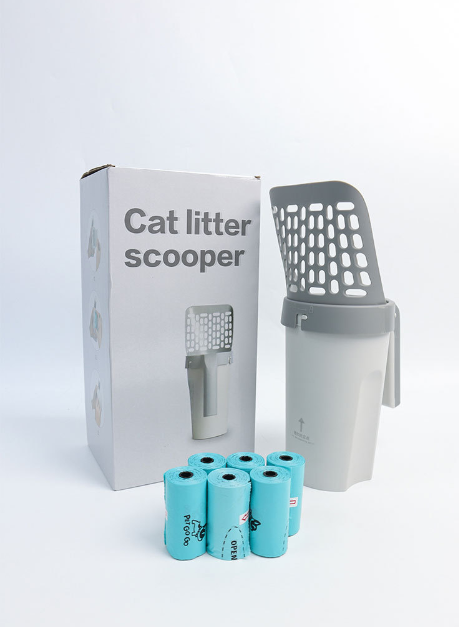 Balde higiênico de grande capacidade, portátil, removível e lavável, colher de areia para gato integrada
