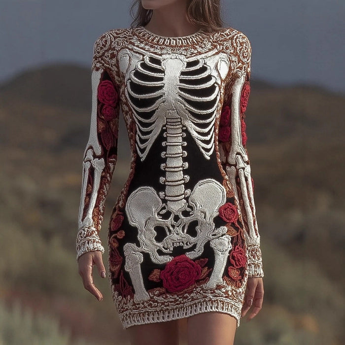 Women's Street Skull Skeleton Digital Printing Hip Skirt