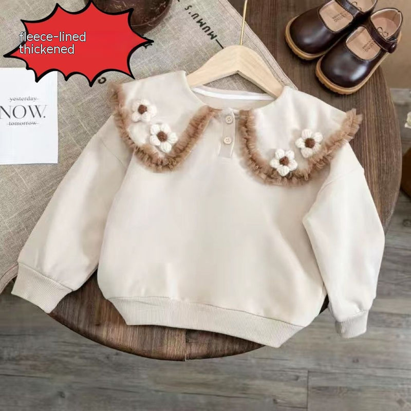 Doll Collar Sweater Girls' Baby Pullover