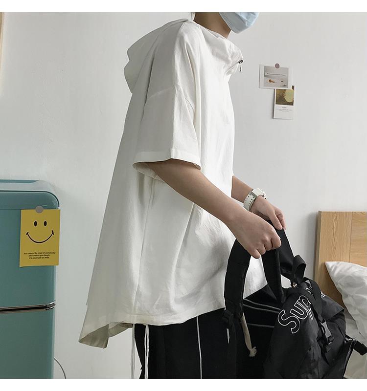 Loose Half Sleeve Hooded Top Short Sleeve T-Shirt Sweater