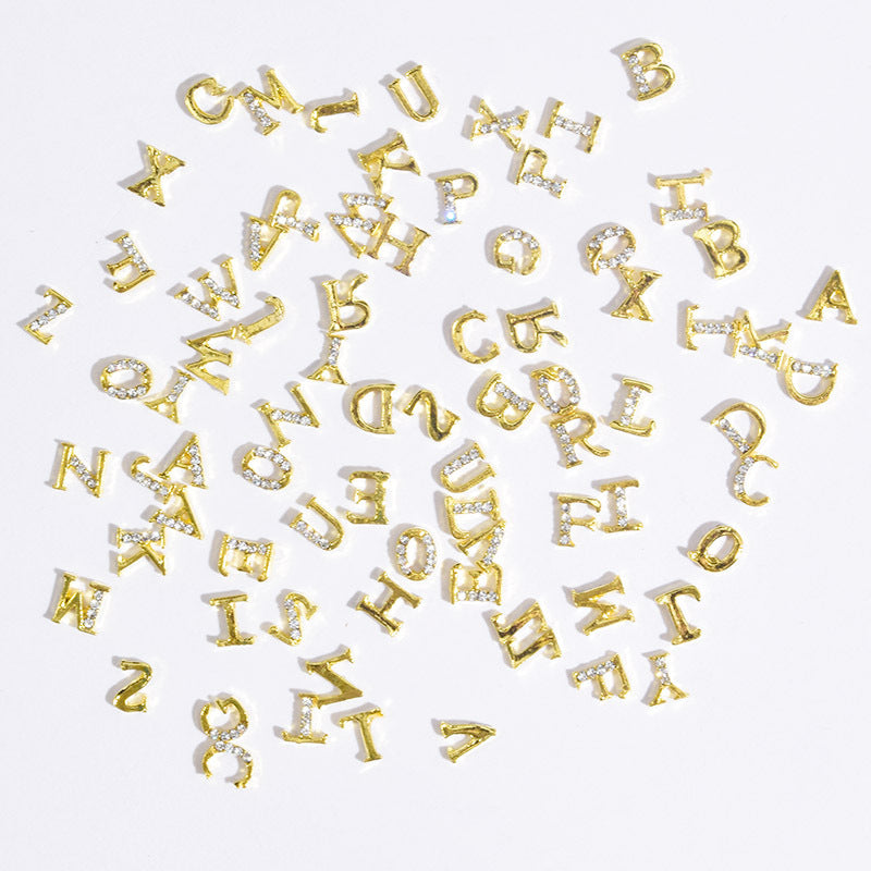 26 Letter Alloy Nail Ornament Nail Crystal