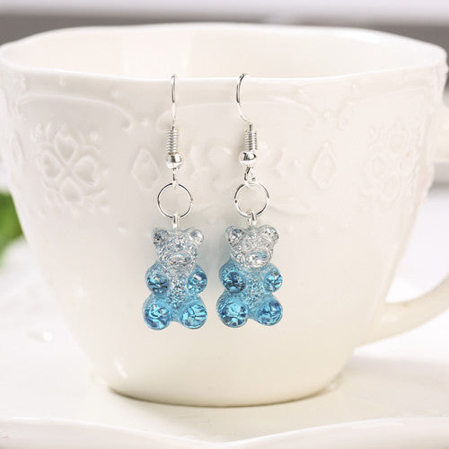 European And American Resin Cartoon Cute Glitter Two-tone Earrings