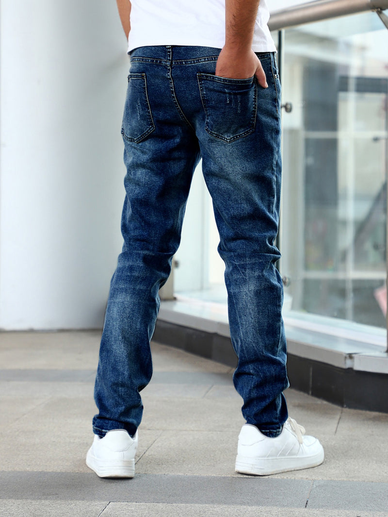 Schmale, elastische Freizeithose für Herren und Jugendliche in Blau