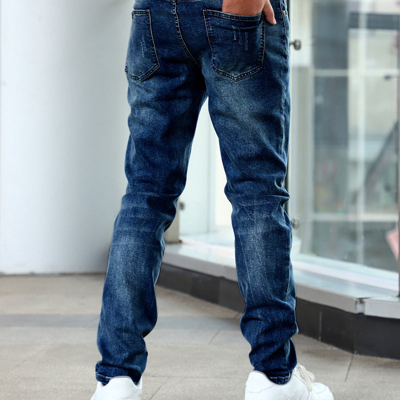 Schmale, elastische Freizeithose für Herren und Jugendliche in Blau