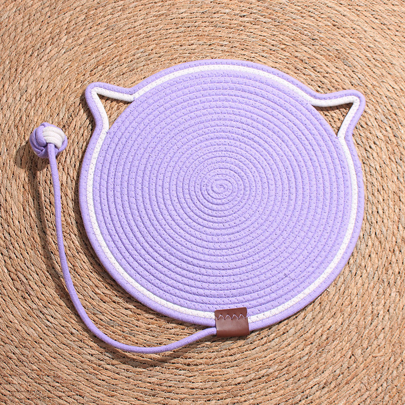 Cat Scratch Pad For Indoor Cats Kitten  Round Cat Scratcher Pad, Woven Cotton Rope Cat Scratching Mat, Couch Protector For Wall, Furniture, Carpets, Sofas