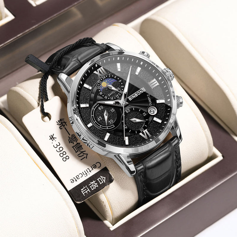 Einfacher multifunktionaler Chronograph, wasserdichte Quarzuhr