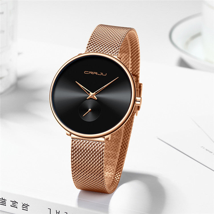 Damenarmbanduhr aus Edelstahl mit schlichtem Mesh-Armband
