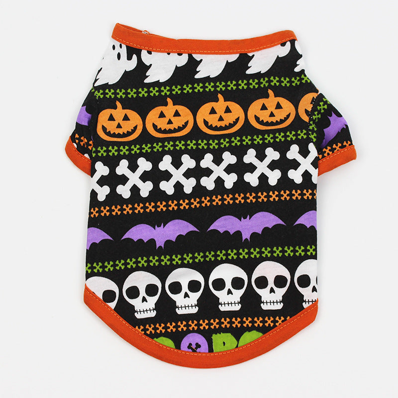 Hundekleidung Frühjahr- und Sommerkleidung Cartoon-Print T-Shirt Teddy Bichon Haustierkostüm Großhandel Haustier Halloween-Kleidung