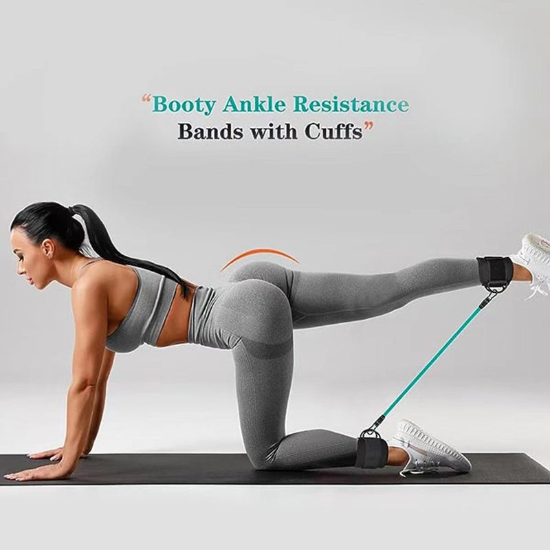 Widerstandsbänder mit Knöchelriemen, Hüft- und Beinkraft, Zugseil, Fitness, elastisches Training, Heim-Yoga, Pilates, Crossfit-Workout, Fitnessgeräte