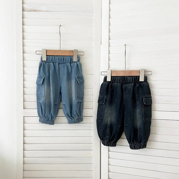 Korean Style Pants Trendy Stitching Cargo Jeans