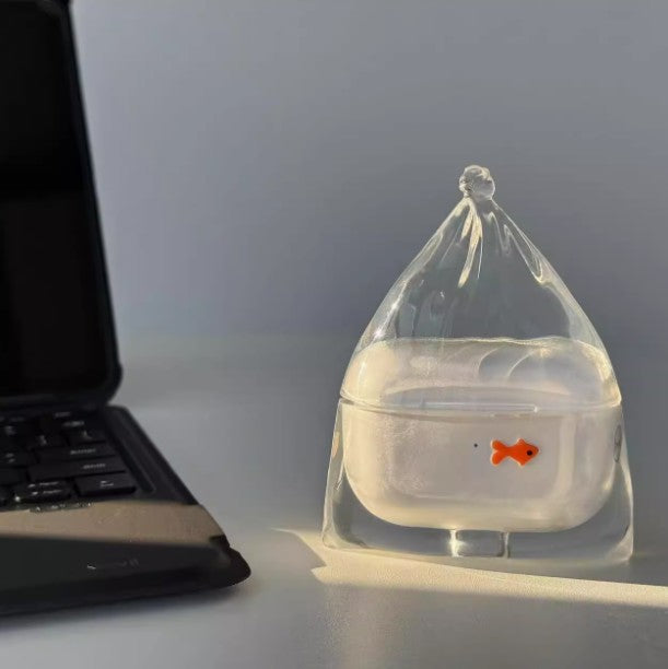 Transparent Soft Silicone Not Easy To Touch Gray Goldfish Earphone Case Protective Cover