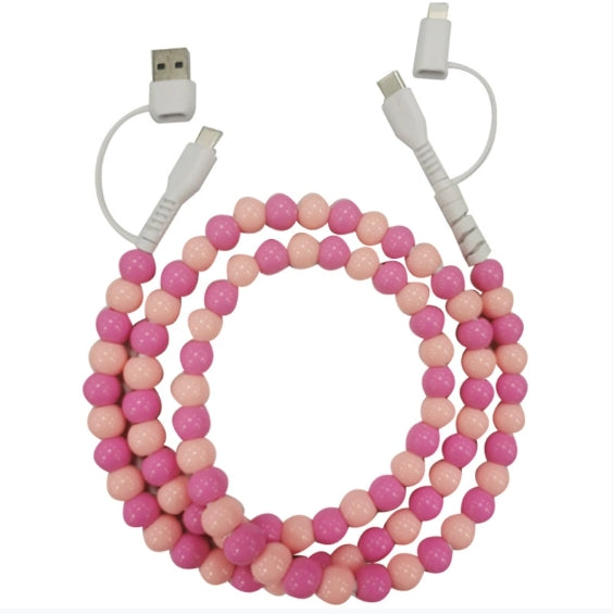 2-in-1 Ladekabel mit farbigen Perlen