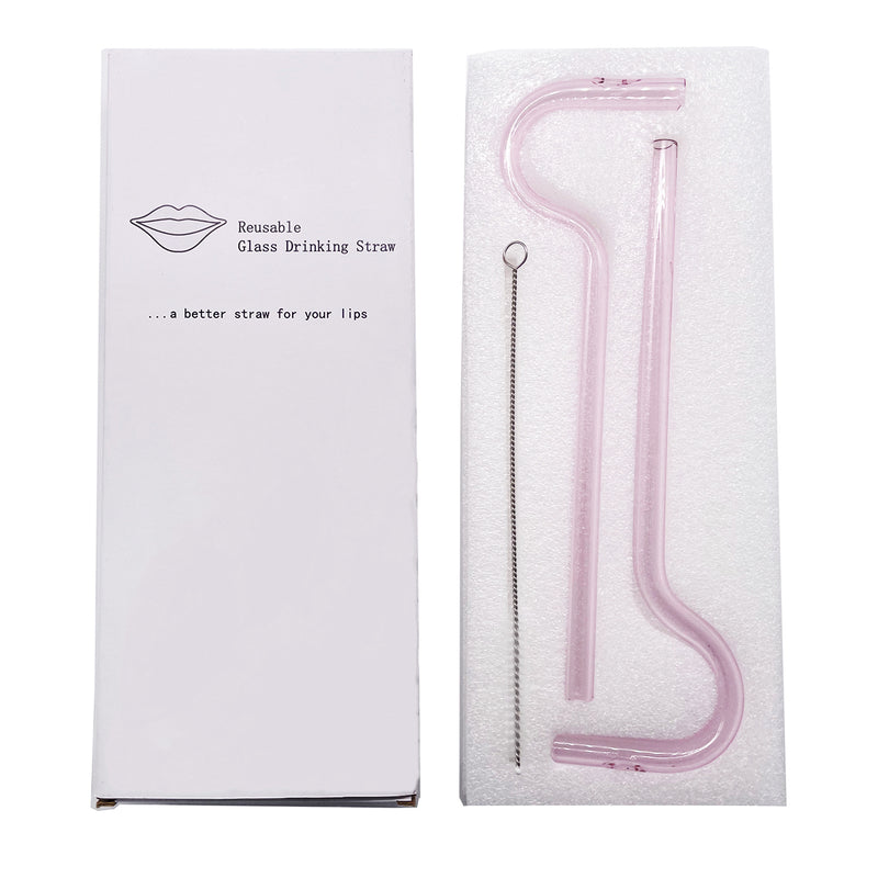 Anti-Falten-Glasstrohhalm für die Lippen, horizontale Lippenansetzung, 3er-Set