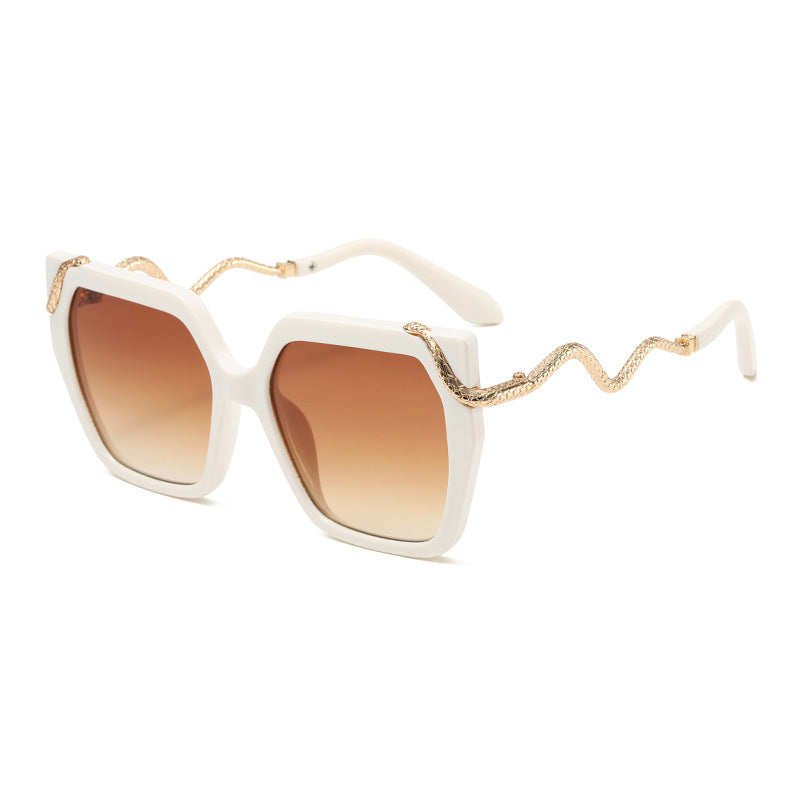 Retro quadratische Sonnenbrille mit Schlangenmuster für einen stylischen Look