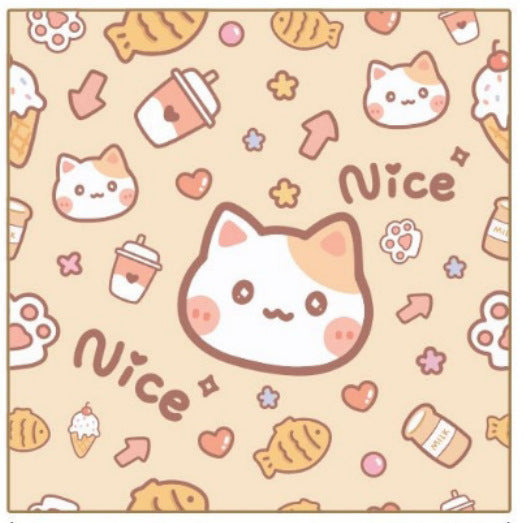 Simple Cartoon Printed Cat Cloth Cosmetic Bag