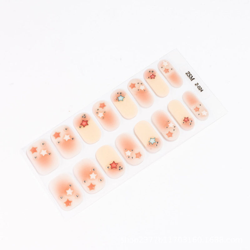 16 Finger Diamond Nail Sticker 3D Waterproof