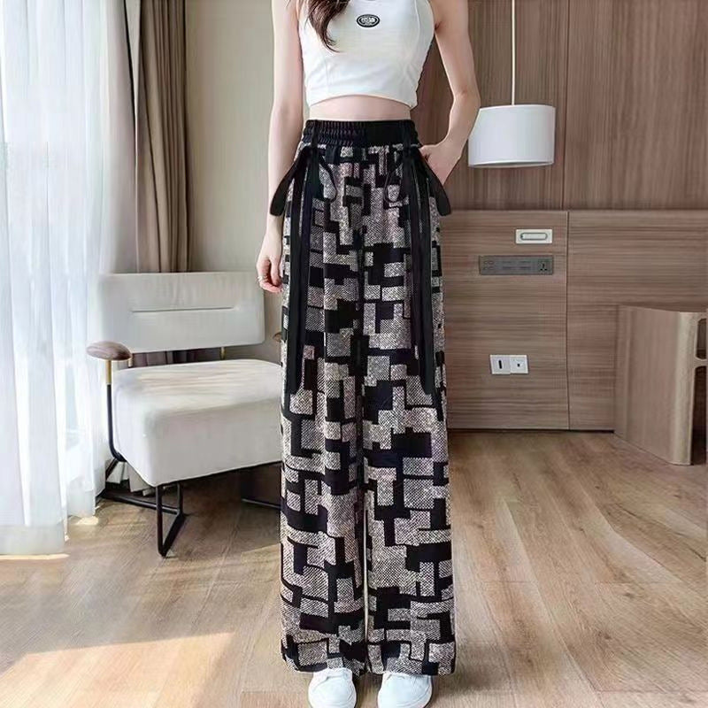 Hosen im chinesischen Stil mit Bindeband und weitem Bein
