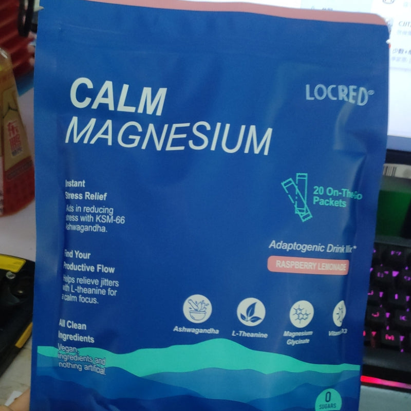 Magnesium Glycinate Calm Stable Drink Mix, Raspberry Lemon Flavor, Stress Sleep Support Powder Packets, 20 On-The-Go Packets