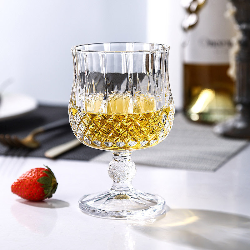 European Retro Embossed Diamond Wine Glass