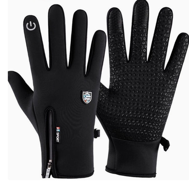 Outdoor waterproof gloves winter zipper touch screen